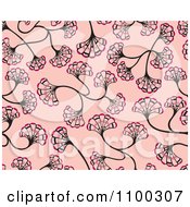 Seamless Pink Floral Ginkgo Biloba Background Pattern