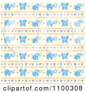 Poster, Art Print Of Blue Elephant Bow Heart And Beige Pattern