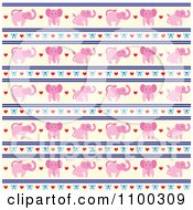 Poster, Art Print Of Pink Elephant Bow Heart And Beige Pattern