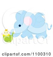 Poster, Art Print Of Winged Blue Elephant Delivering A Baby