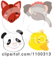Poster, Art Print Of Fox Elephant Panda And Duck Faces