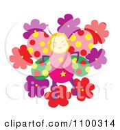 Poster, Art Print Of Happy Butterfly With Polka Dot Wings On Flowers