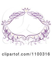 Poster, Art Print Of Purple Floral Frame With Sparkles