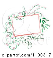 Clipart Red Square Frame With Green Vines And Red Flowers Royalty Free Vector Illustration