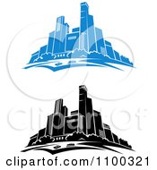 Poster, Art Print Of Blue And Black And White City Skylines