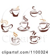 Poster, Art Print Of Steamy Brown Coffee Icons 5