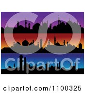 Clipart Purple Orange And Blue Banners With Silhouetted Mosques Royalty Free Vector Illustration by Vector Tradition SM
