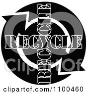 Poster, Art Print Of Black And White Recycle Arrows With Text Flowing In A Circle