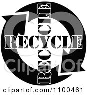 Poster, Art Print Of Black And White Recycle Arrows And Text Flowing In A Circle