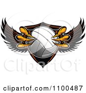 Poster, Art Print Of Eagle Talons Grabbing A Volleyball And A Winged Shield