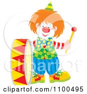 Poster, Art Print Of Happy Clown Playing A Drum