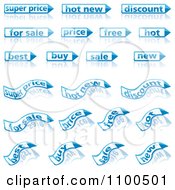 Blue And White Retail Pencil Or Arrow Labels With Reflections