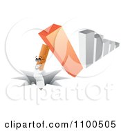 Poster, Art Print Of 3d Bar Graph Toppling Over And Sending A Cigarette Into A Crack