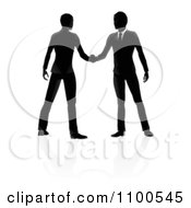 Clipart Silhouetted Business Men Engaged In A Hand Shake With Reflections Royalty Free Vector Illustration by AtStockIllustration