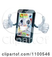 Poster, Art Print Of 3d Happy Cell Phone Character Holding Two Thumbs Up