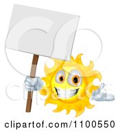 Poster, Art Print Of Happy Sun Holding A Sign