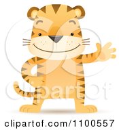Happy Tiger Standing Upright And Waving
