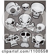 Poster, Art Print Of Human Skulls And Cross Bones Over Grungy Gray
