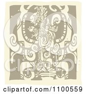 Poster, Art Print Of Mayan God Brown And Beige