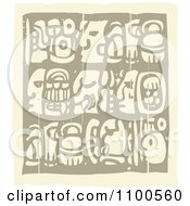 Poster, Art Print Of Mayan Faces Brown And Beige