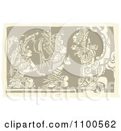 Poster, Art Print Of Mayans Kneeling Before Their God Brown And Beige