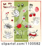 Poster, Art Print Of Valentines Day Items And Text On Beige And Green 1