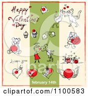 Poster, Art Print Of Valentines Day Items And Text On Beige And Green 2