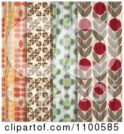 Clipart Four Floral Pattern Designs Royalty Free Vector Illustration