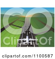 Clipart Airplane Landing On A Runway Royalty Free Vector Illustration