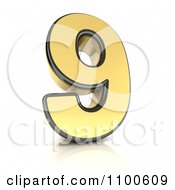 Clipart 3d Golden Digit Number 9 Royalty Free CGI Illustration