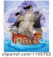 Poster, Art Print Of Pirate Ship Sailing In A Storm