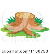 Clipart Tree Stump With Grass Royalty Free Vector Illustration by visekart
