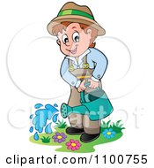 Poster, Art Print Of Happy Gardener Watering His Plants