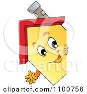 Clipart Happy House Looking Around A Sign Royalty Free Vector Illustration