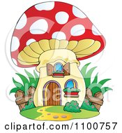 Poster, Art Print Of Mushroom House With A Wooden Fence