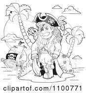 Poster, Art Print Of Outlined Pirate Standing On An Island