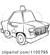 Clipart Outlined Police Car With A Siren Cone On The Roof Royalty Free Vector Illustration