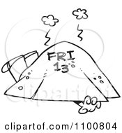 Clipart Outlined Man Trapped Under Friday The 13th Royalty Free Vector Illustration