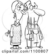 Clipart Outlined Gothic Farm Couple With A Pitch Fork Royalty Free Vector Illustration by toonaday