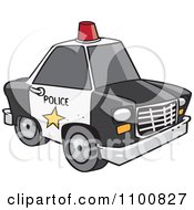 Poster, Art Print Of Cartoon Police Car With A Siren Cone On The Roof