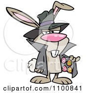 Clipart Cartoon Easter Bunny Dealing Eggs Royalty Free Vector Illustration