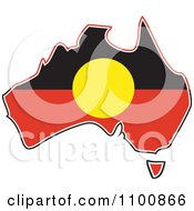 Clipart Australian Aboriginal Flag In The Shape Of The Continent Royalty Free Vector Illustration