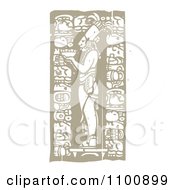 Poster, Art Print Of Mayan God Holding A Bowl Brown And Beige