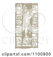 Mayan God Holding A Bowl And Standing On A Servant Brown And Beige