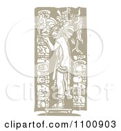 Poster, Art Print Of Mayan King Smoking A Pipe Brown And Beige
