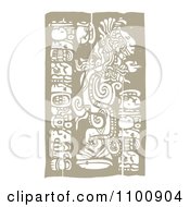 Poster, Art Print Of Mayan God And Totems Brown And Beige