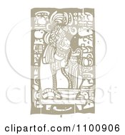 Poster, Art Print Of Mayan King Eating Noodles Brown And Beige