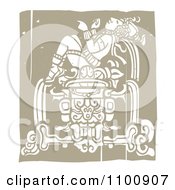 Poster, Art Print Of Mayan King Reclined On A Pedestal Brown And Beige