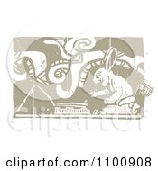 Poster, Art Print Of Mayan Rabbit Artist Painting Brown And Beige