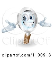 Clipart 3d Happy Magnifying Glass Mascot With Open Arms Royalty Free Vector Illustration